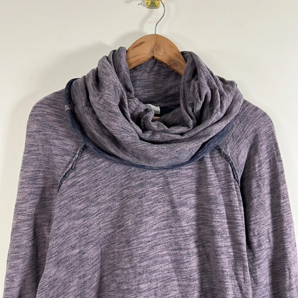 Free‎ People Beach Cocoon Cowl Neck Pullover Sweater Heathered Purple Cotton Sm